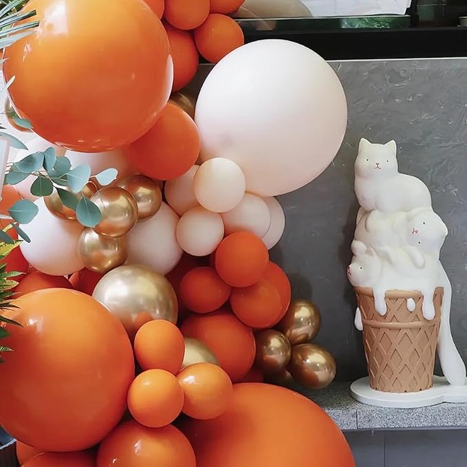 Voircoloria 105pcs Retro Orange Party Latex Balloons, 12inch | - Image 6