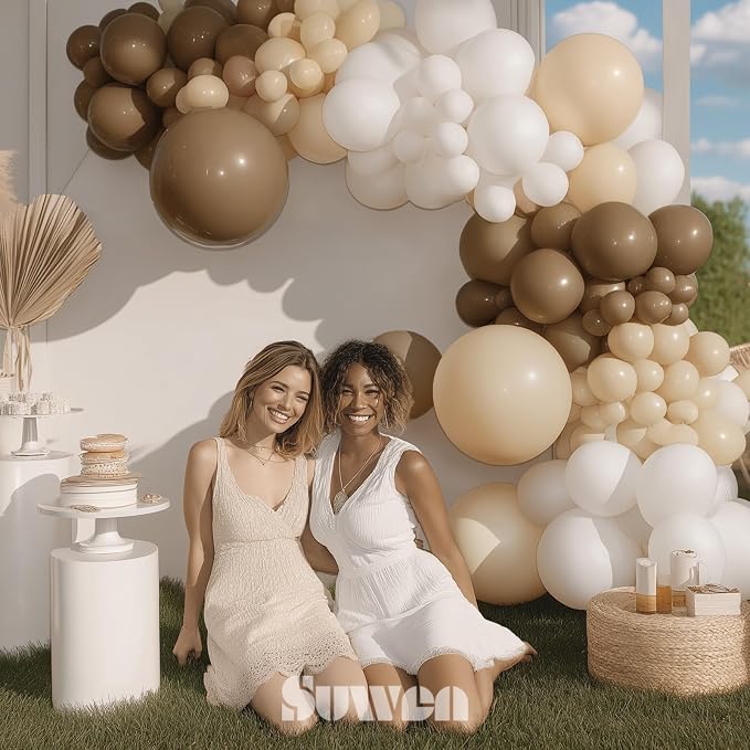 SUWEN 153Pcs Brown Balloons Garland Arch Kit 18 10 5 Inch Dark Light Brown | - Image 6