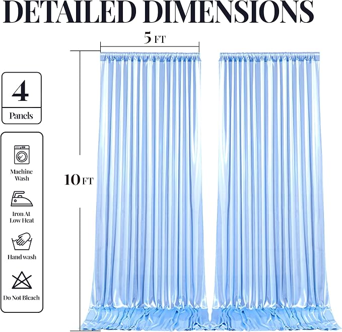 20x10ft Blue Glitter Backdrop Curtain - Image 9