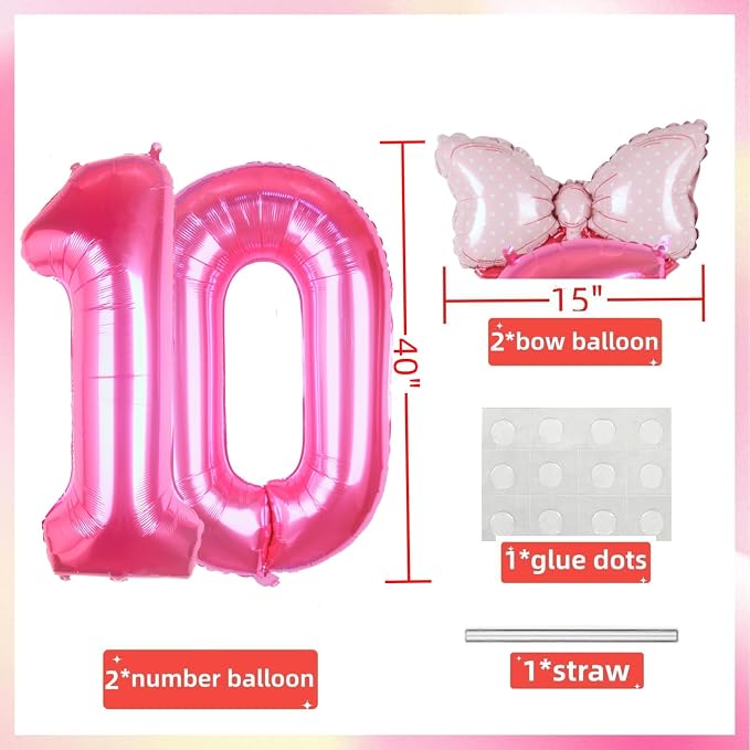 40 inch Pink Number 10 Balloon - Image 5