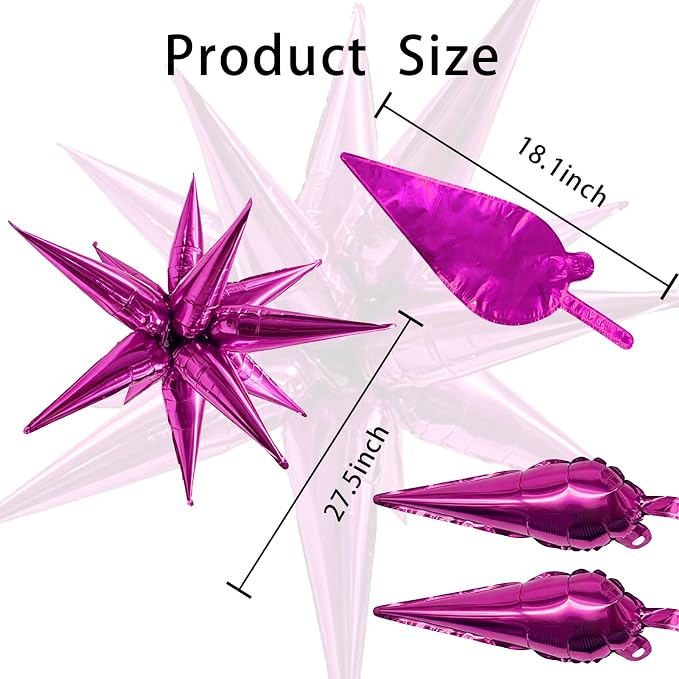 Hot Pink Star Balloons 60Pcs Spike Balloons - Image 7