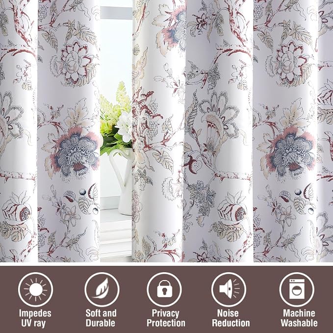 H.VERSAILTEX Blackout Curtains 63 Inch Length 2 Panels Set Floral Print Curtain - Image 7
