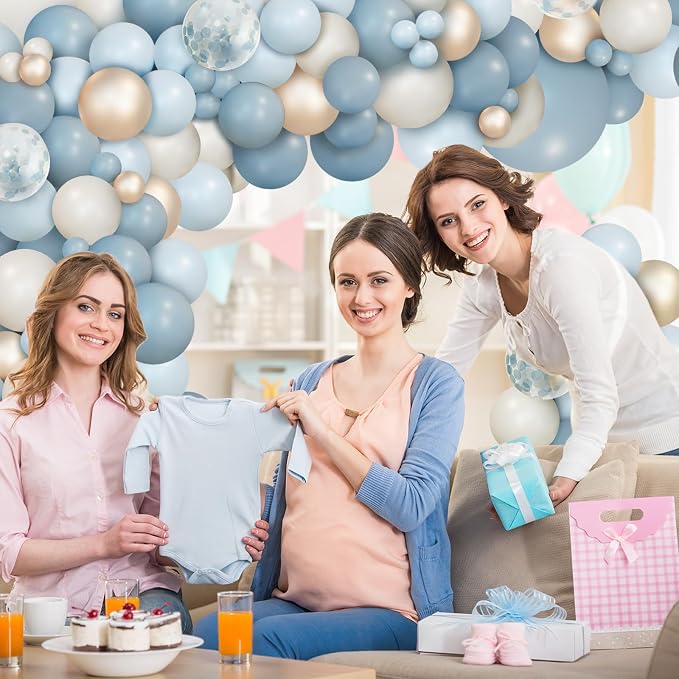150Pcs Dusty Baby Blue Balloon Arch Garland Kit, Sand White Slate Fog Pastel - Image 7