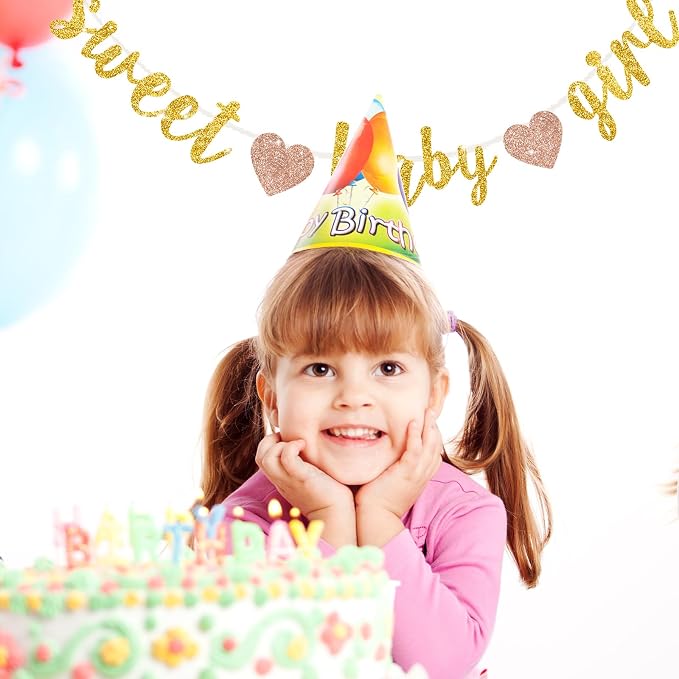 BEISHIDA Pre-Strung Glitter Gold Girl Baby Banner Baby Shower Decor | NO DIY - Image 6
