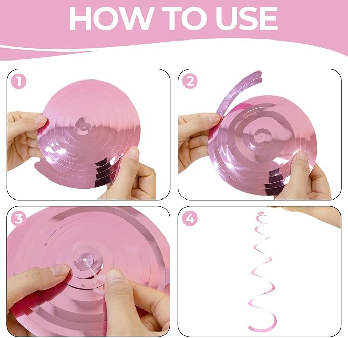 24 PCS Pink Hanging Swirl, Sparkle Ceiling Hanging Decorations, Plastic - Image 7