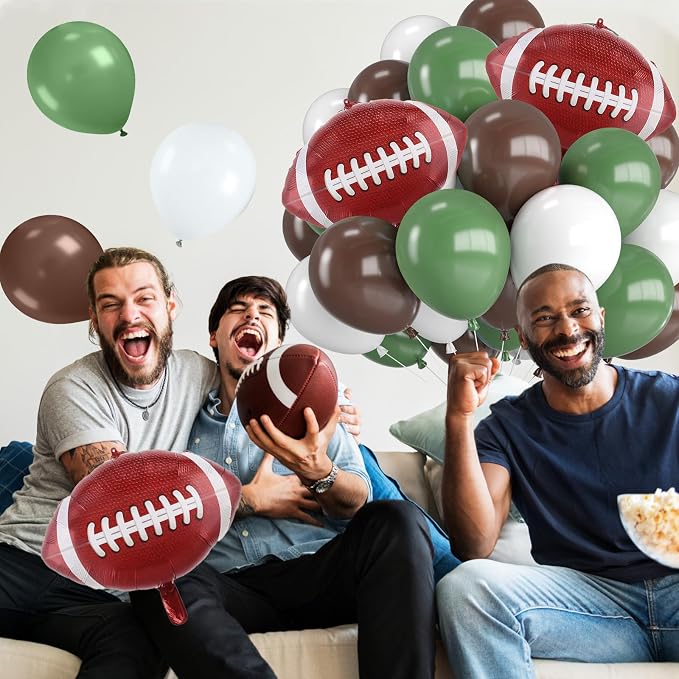 Football Balloons, 12 Inch Sage Green and Coffee Brown Balloons - Image 6