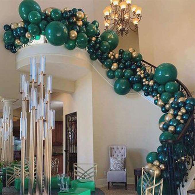 PartyWoo Dark Green Balloons 50pcs Emerald Hunter Forest Green Boho Neutral | - Image 7