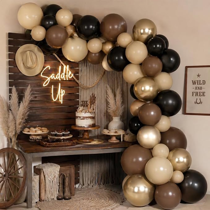 Brown Black Gold Balloons, 12 Inch Neutral Brown Tan Nude Black Beige Ivory - Image 8