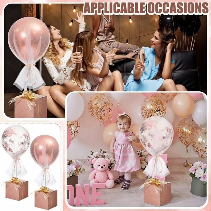 4 Set Rose Gold Confetti Tulle Tutu Balloon - Image 7