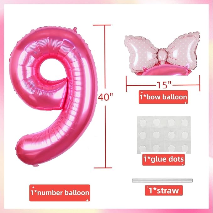 40 inch Pink Number 9 Balloon - Image 5