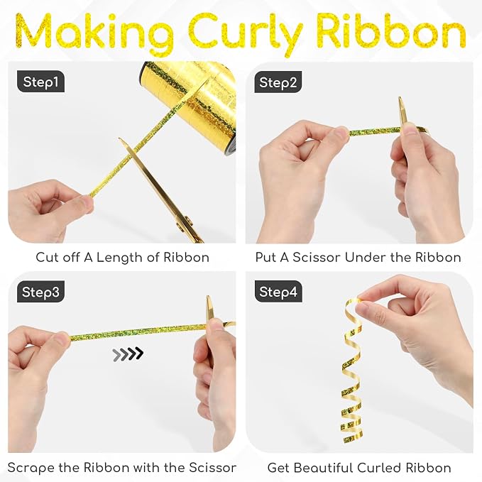 600 Yards Gold Shiny Curling Ribbon 1/5 Inch Metallic Gold Balloon String Ribbon - Image 3