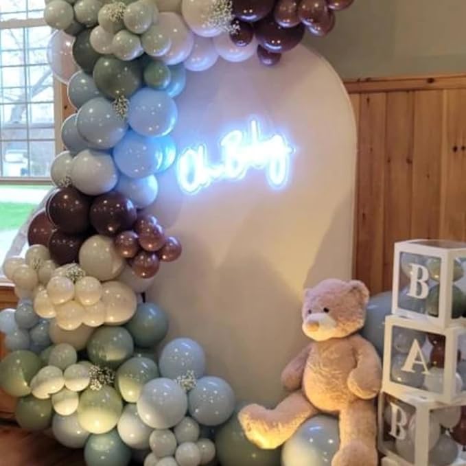 Dusty Sage Green Blue Balloons, 12 Inch Latex Balloon Set - Image 7