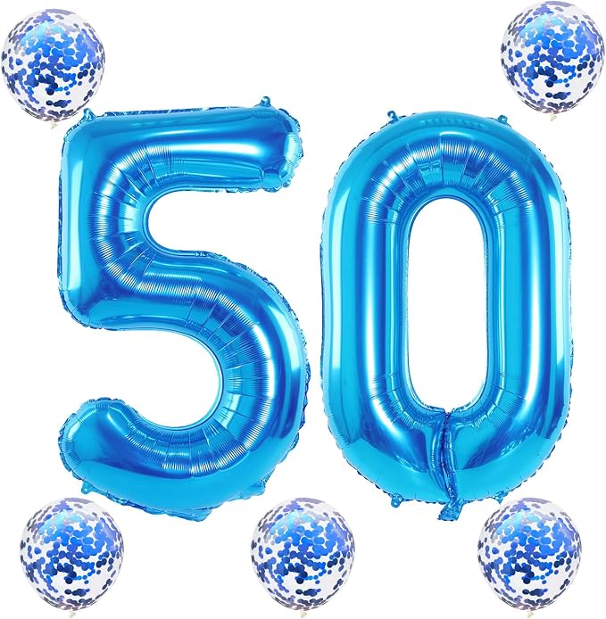 40 Inch Number 50 Foil Balloons Set, Giant Number 5 and 0 Helium Balloons Self - Image 8