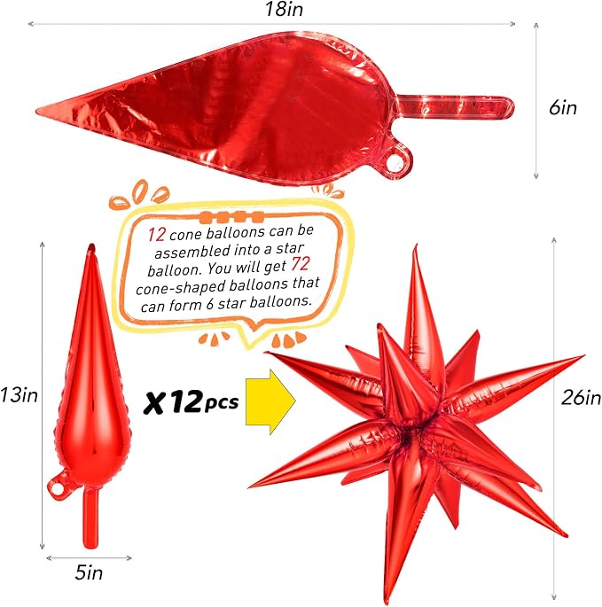 72 Pcs Red Star Balloons - Image 7