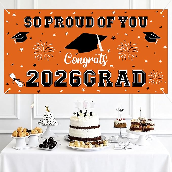Graduation Decorations 2026 Orange Graduation Banner 66.1" x 33.8" Graduation - Image 6