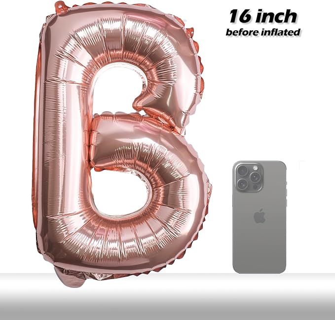16 Inch 52Pcs Rose Gold Letter Balloons, Reusable Shiny A-Z Foil Balloon Letters - Image 7