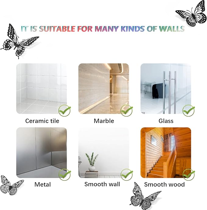 SAOROPEB 3D Butterfly Wall Decor 48 Pcs Black Butterfly Decoration Sticker | 4 - Image 8
