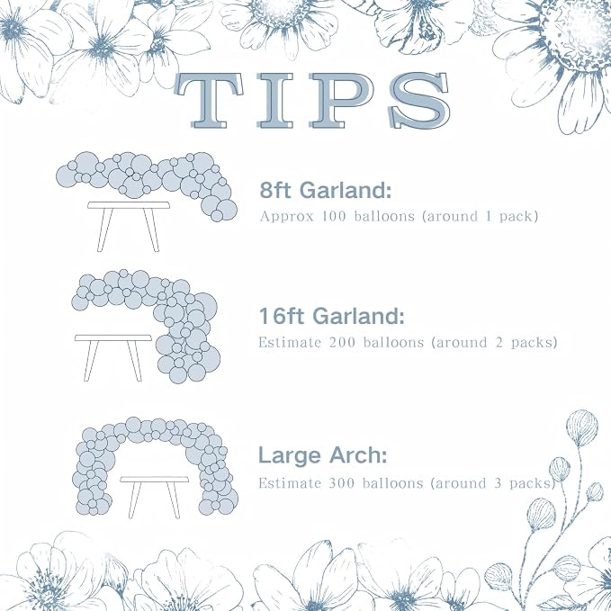 Dusty Blue Balloon Arch Kit 108Pcs Double Stuffed Balloons Garland Including - Image 7