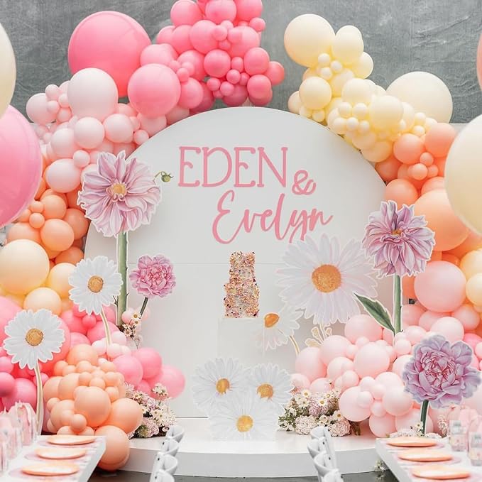 Pink and Yellow Balloons, 12 Inch Retro Blush Yellow Balloons, Dusty Pink Maca - Image 7