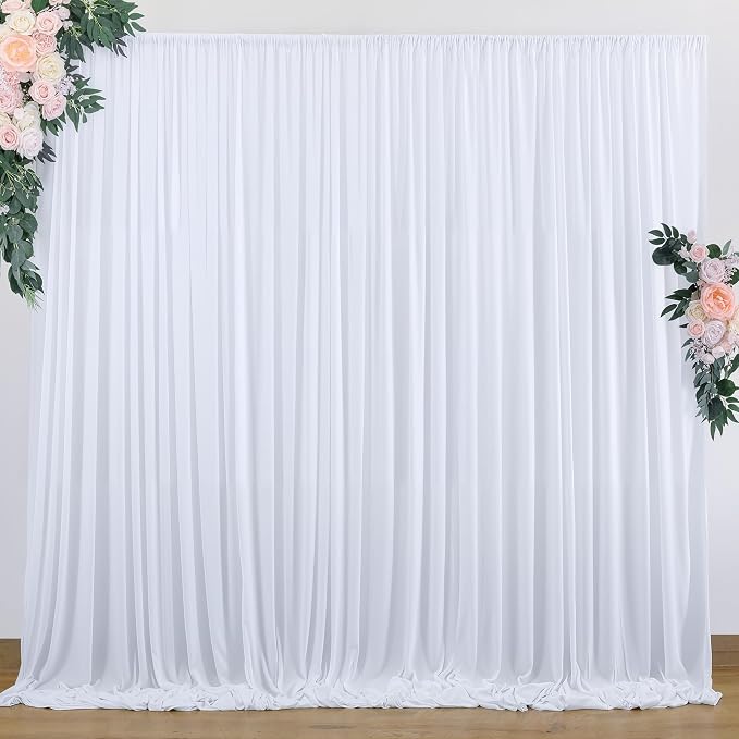10 ft x 8 ft Wrinkle Free White Backdrop Curtain - Image 9