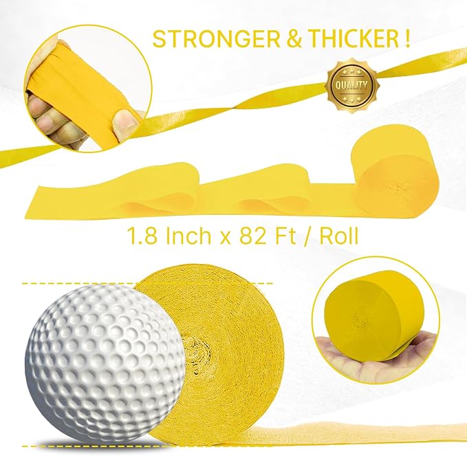PartyWoo Yellow Crepe Paper Streamers 6pcs 492 FT Yellow Streamers | Easter - Image 6