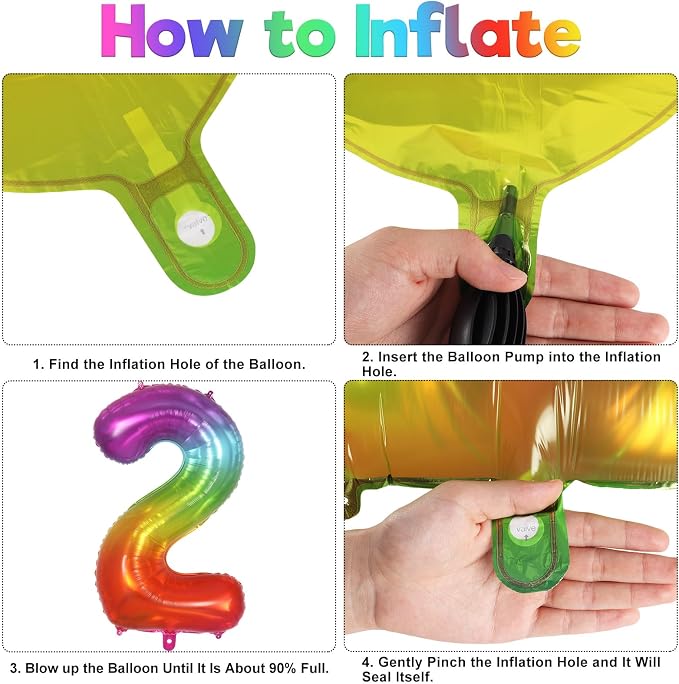 Rainbow Number 2 Balloon 40 Inch, Big Large Foil Number Balloons, Gradient - Image 7