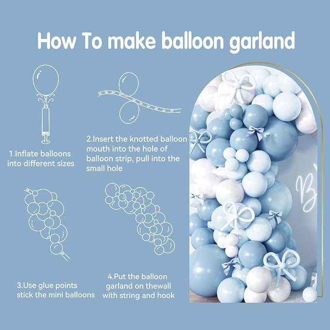 110pcs Blue Bow Balloon Garland Arch Kit - Image 8