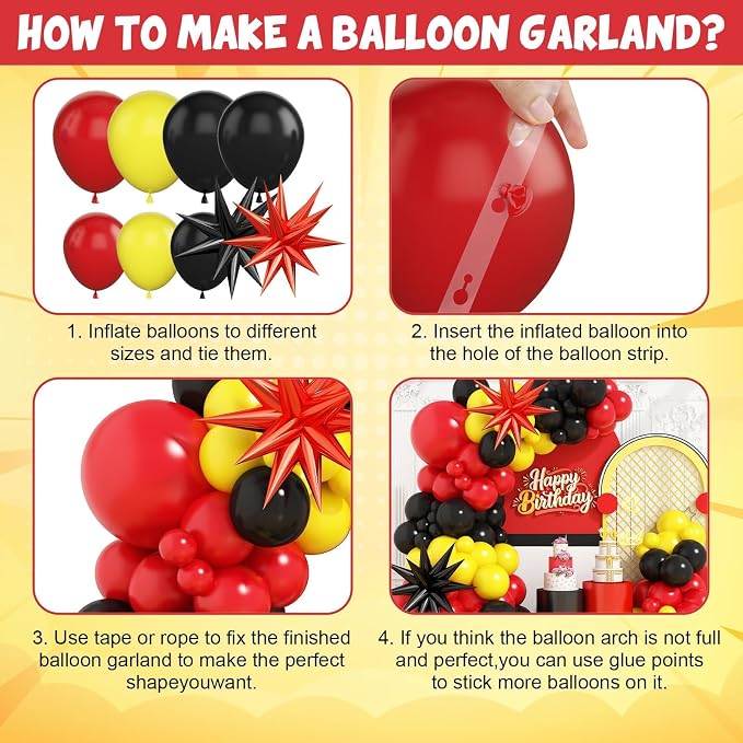 Red Black Yellow Balloon Arch Kit - Image 6