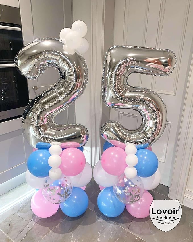 Silver 24 Number Balloons, 40 Inch Giant Number 24 Balloons Foil Mylar Helium - Image 7