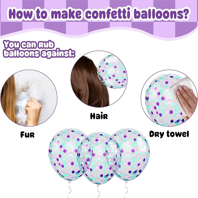 Paready Mermaid Balloons Set, 12Inch Pink Purple Balloon Purple Teal Blue - Image 7