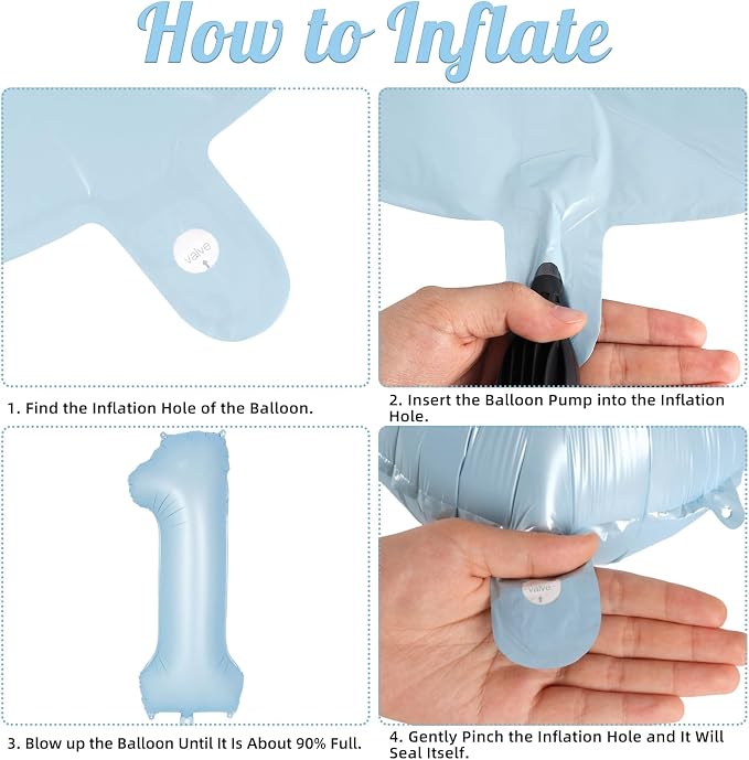 Light Blue Number 1 Balloon, 40 Inch Big Large Foil Number Balloons, Giant - Image 7