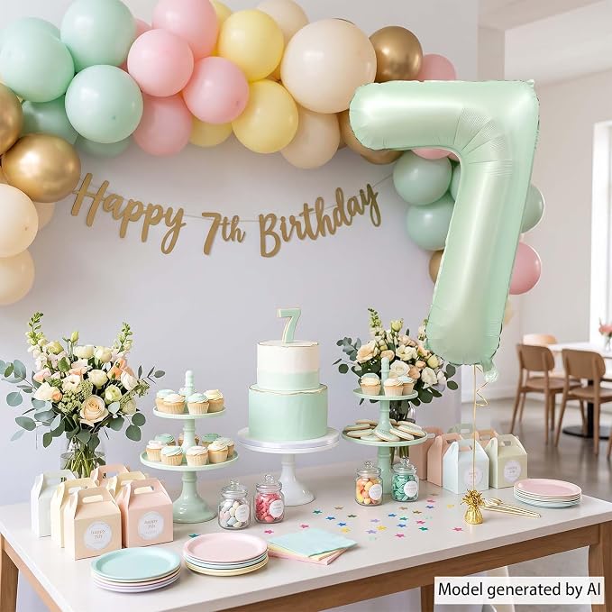 Olive Green Number 7 Balloon 40 Inch, Backdrop Sign - Image 7