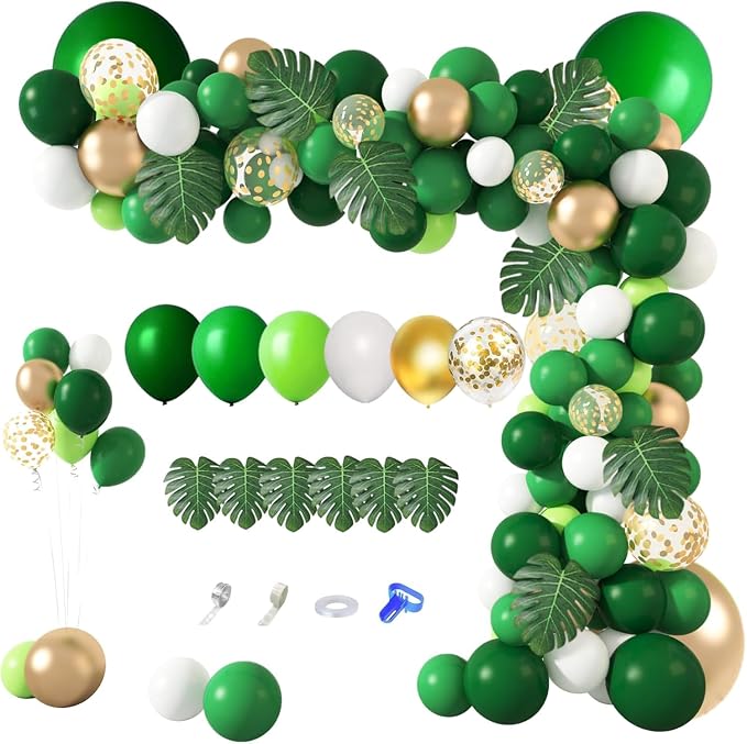 Amandir 163Pcs Jungle Party Balloons Garland Arch Kit | Gold Green Balloons - Image 8