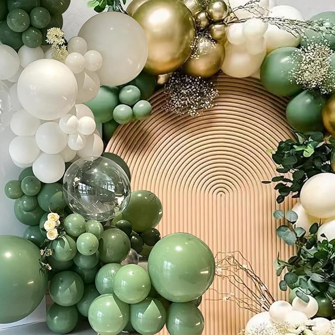 MEBAY Green White Gold Balloon Arch Kit - Image 7