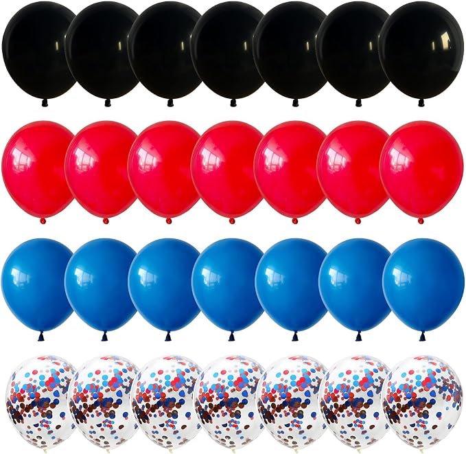 Red Blue Black Balloons, 12 Inch Royal Blue Red Confetti Latex Balloon - Image 8