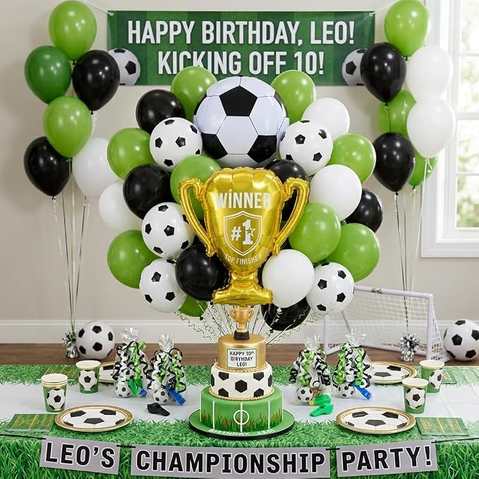 Green and Black Soccer Balloons - Image 9