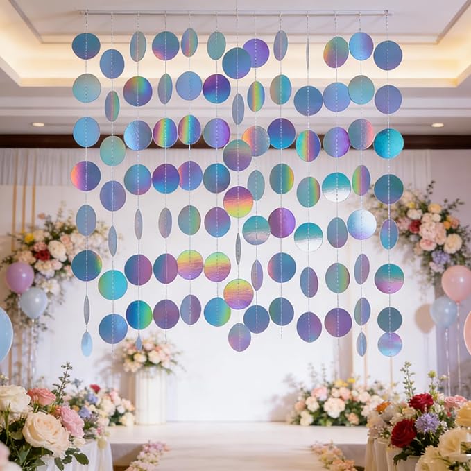 6 Pack Each 13Ft Iridescent Circle Garlands Holographic Party Decorations | - Image 6