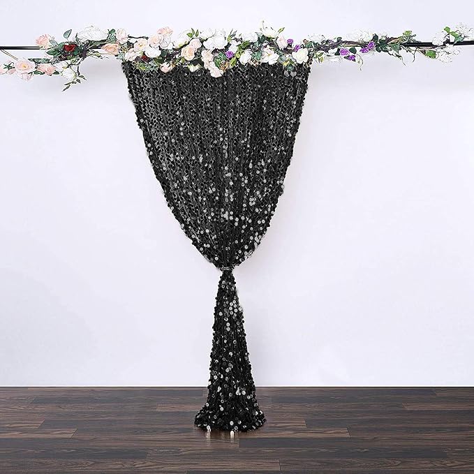 18MM Black Big Sequin Payatte Backdrop Curtains 4.5FTX9FT 2 Panels-Black Drapes - Image 8