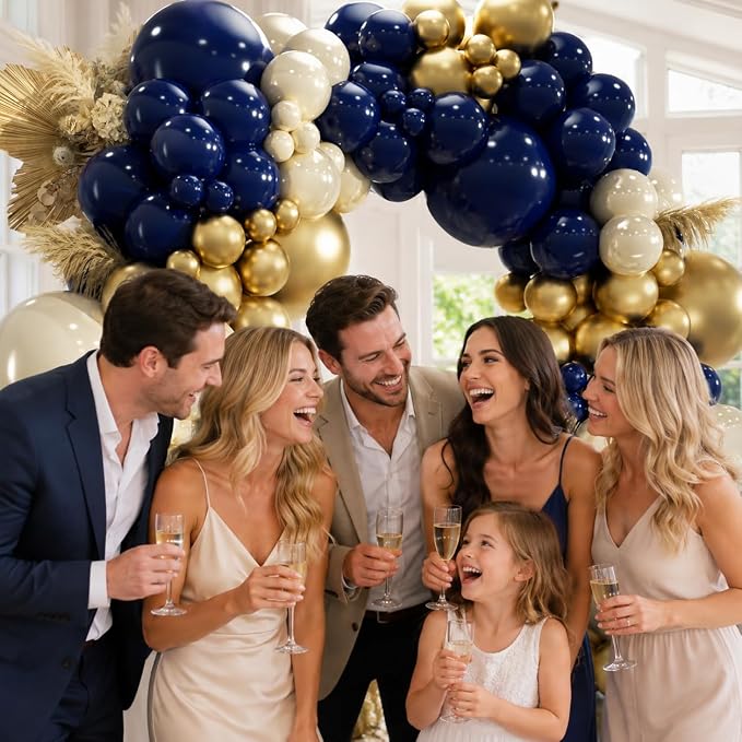 Navy Blue Gold Balloons Garland Arch Kit - Image 6