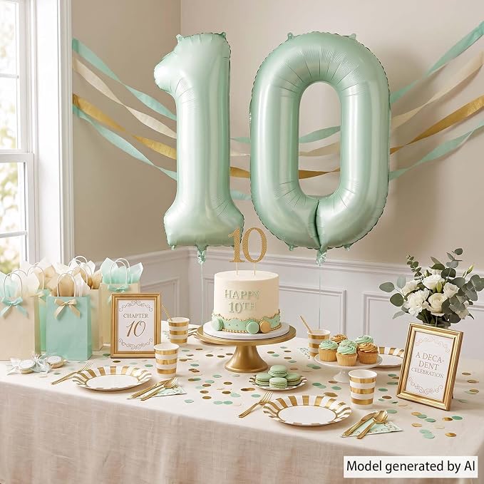 Olive Green Number 0 Balloon 40 Inch, Backdrop - Image 7