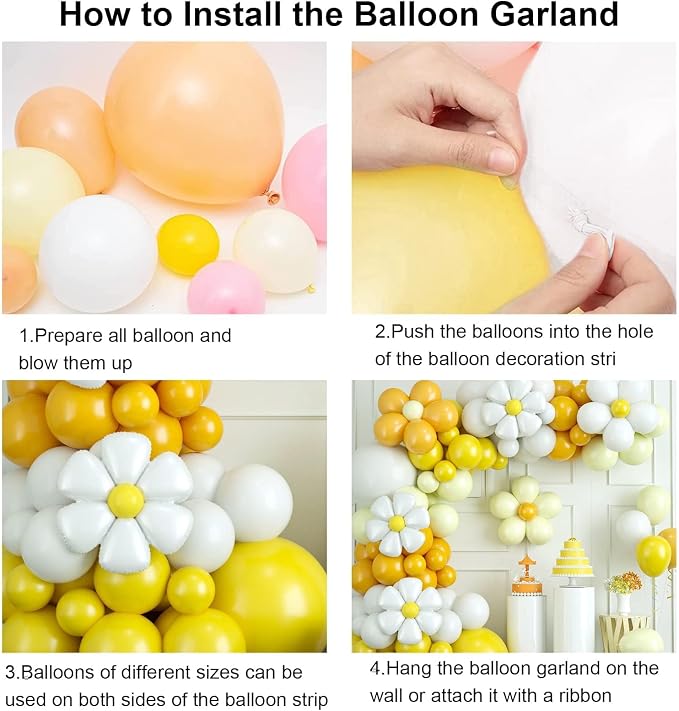 Yellow Balloon Arch Kit, Daisy Balloon Garland - Image 6