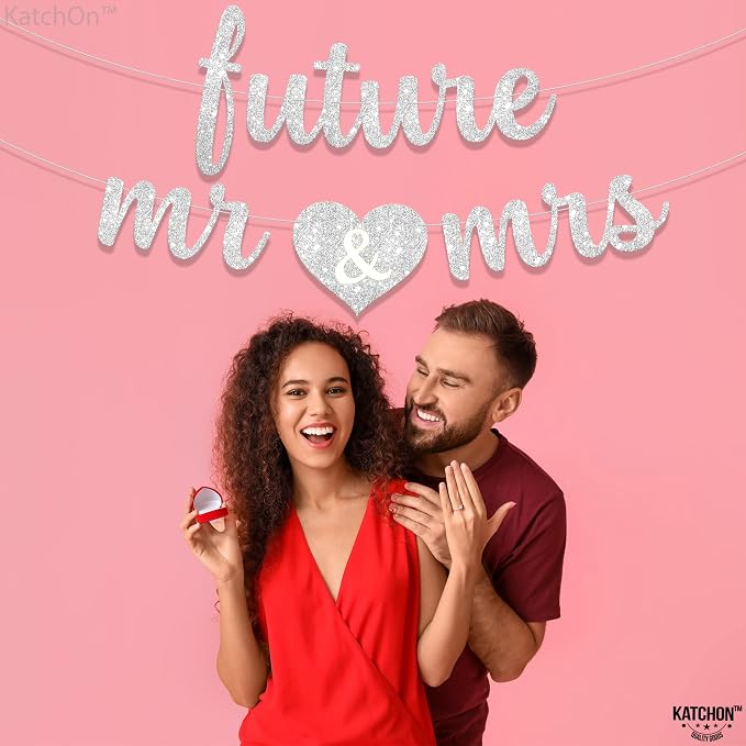 KatchOn Glitter Future Mr & Mrs Banner 10 Ft, Engagement Party Decorations | - Image 9
