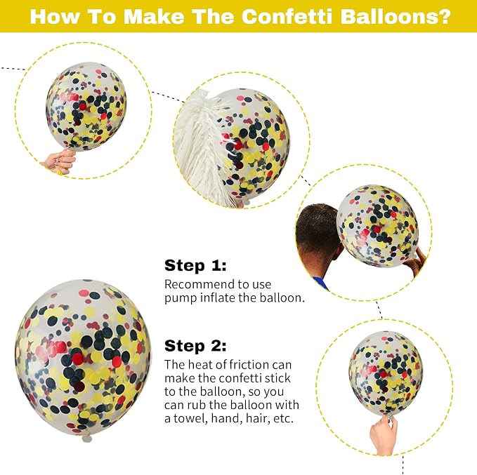 12Inch Red Yellow Black Balloons, Color Helium Party Balloon Yellow Red Black - Image 7