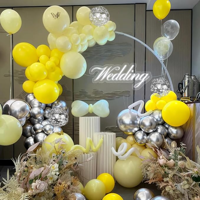 Yellow Silver Balloon Garland Arch Kit - Image 7