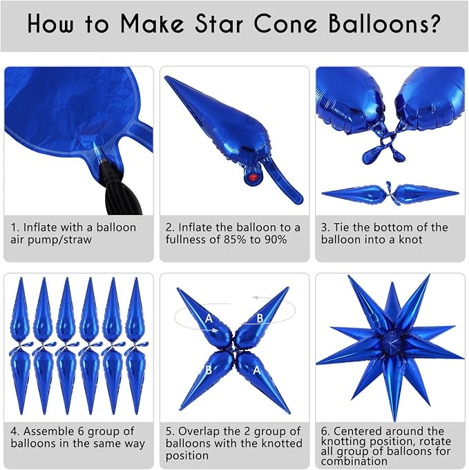 72 Pcs Star Balloons Foil Explosion Balloons Magic 12 Point Star Cone Balloon - Image 7