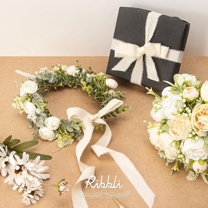 Ribbli 3 Rolls Ivory Ribbon 1 Inch x 18 Yards Cream White Handmade Cotton - Image 4