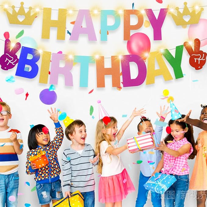 175Pcs DIY Glitter Customizable Banner Kit Happy Birthday Letter Banner Winter - Image 7