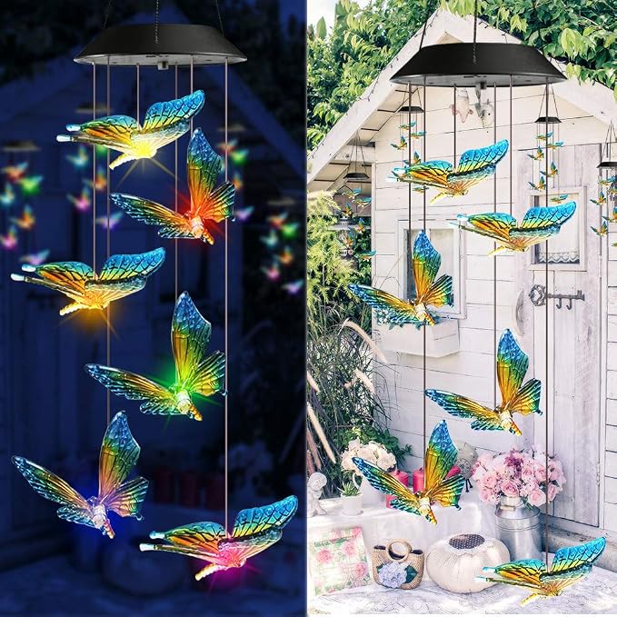 Toodour Solar Wind Chime, Color Changing Wind Chimes Butterfly Gift - Image 7