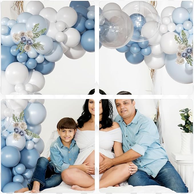 Archloon Dusty Blue Balloon Arch Kit 130 Pcs Light Blue and White Balloon Arch - Image 7