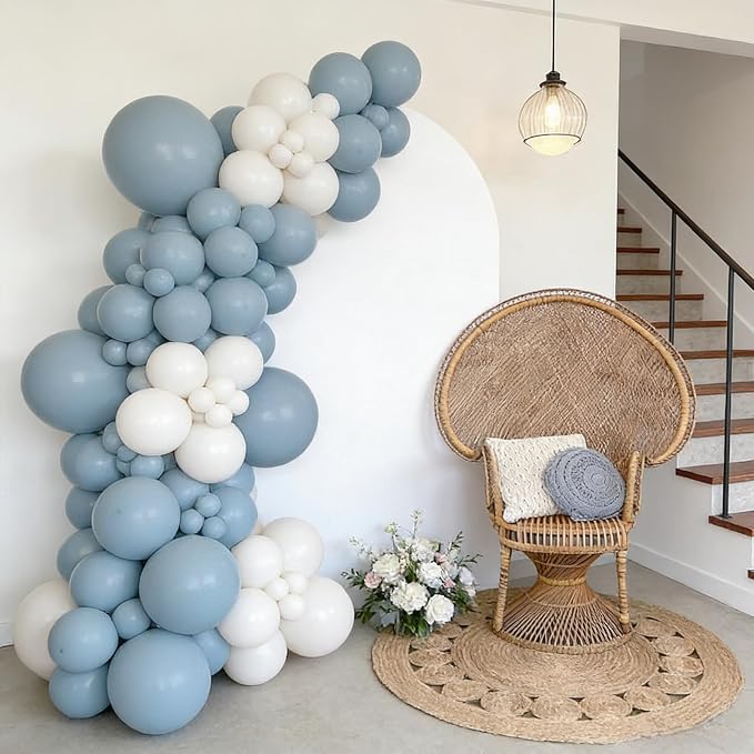 50pcs Matte Dusty Blue Party Balloons, 12 Inch | Slate Blue Latex Helium - Image 6